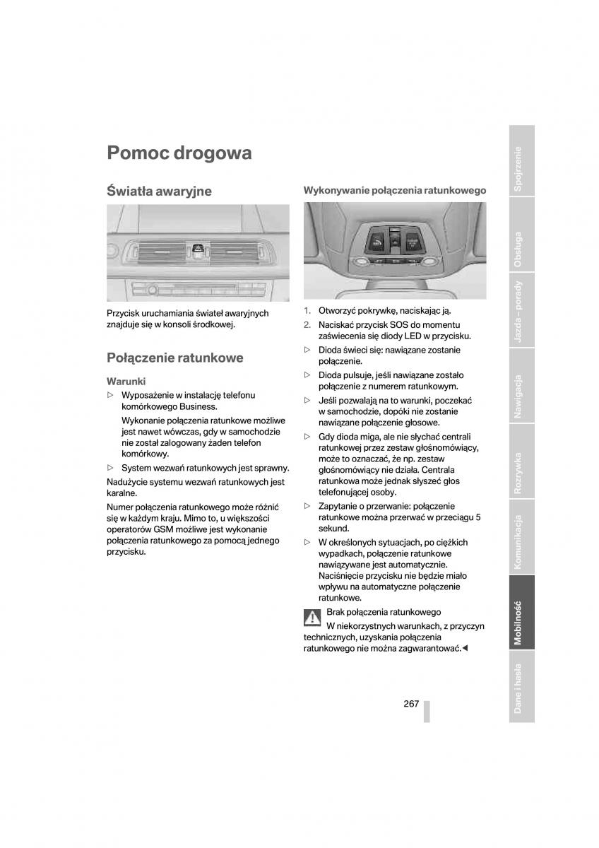 BMW 7 F01 instrukcja obslugi / page 268