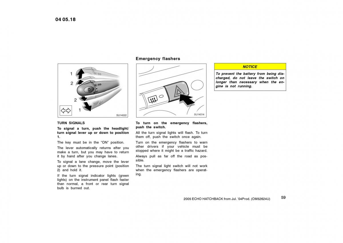 Toyota Yaris I owners manual / page 59