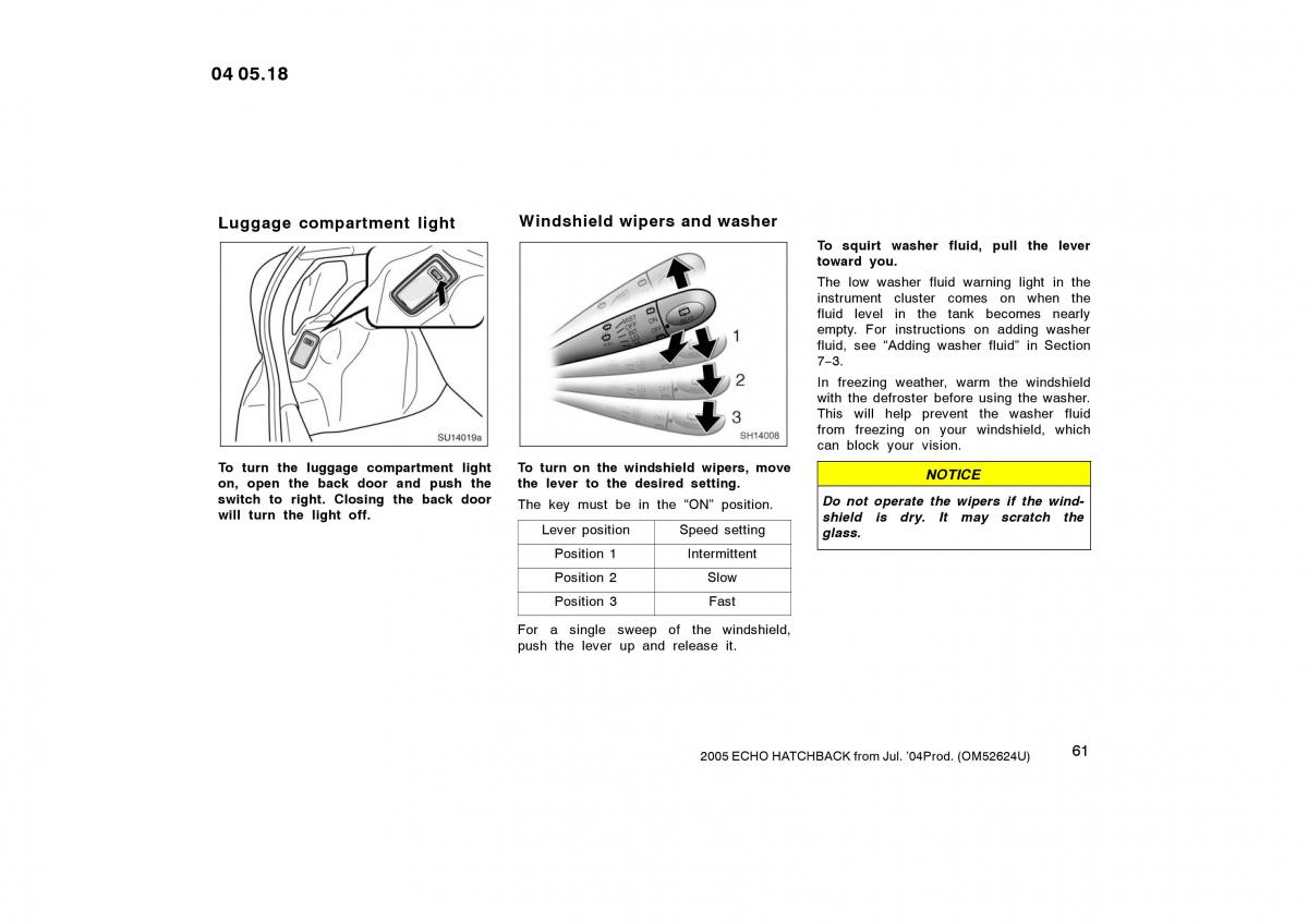 Toyota Yaris I owners manual / page 61