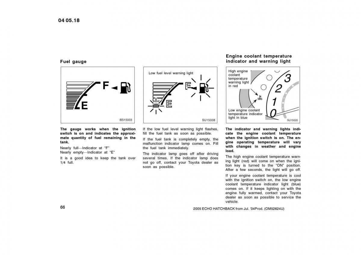 Toyota Yaris I owners manual / page 66