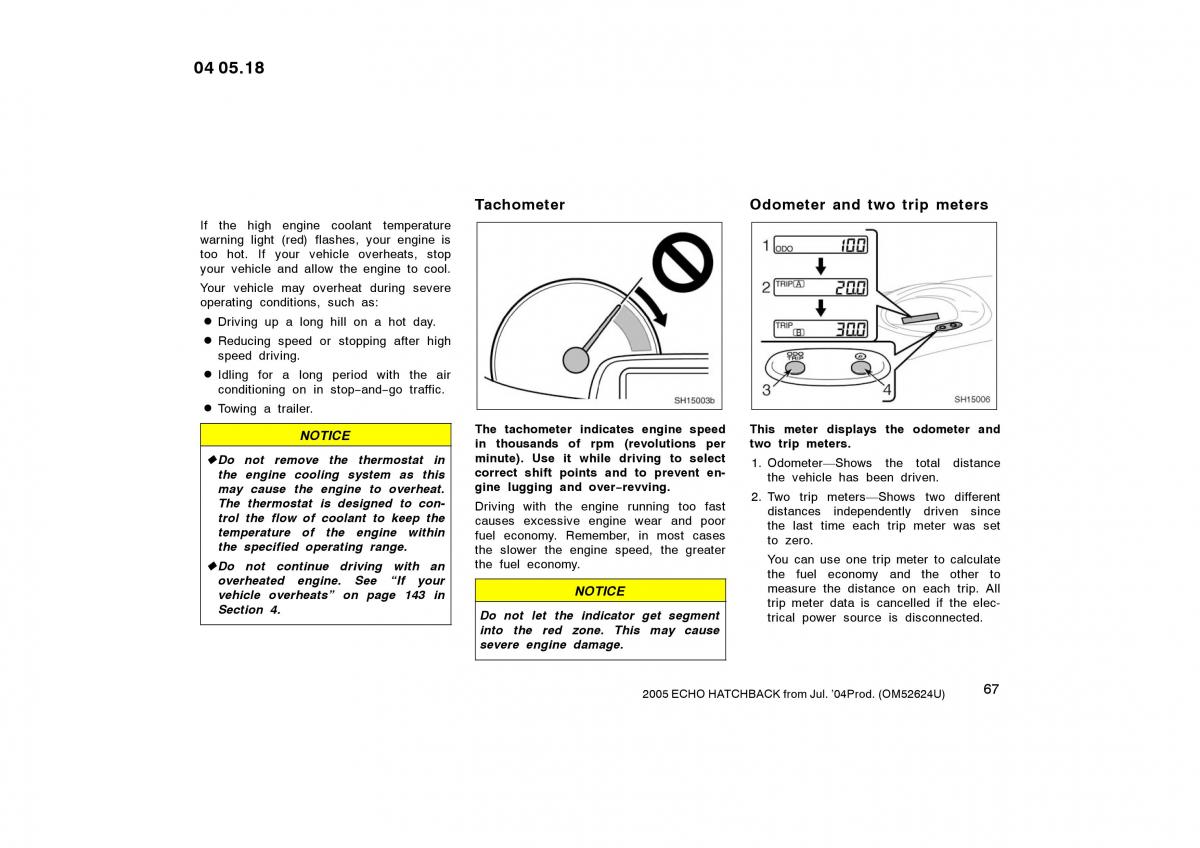 Toyota Yaris I owners manual / page 67