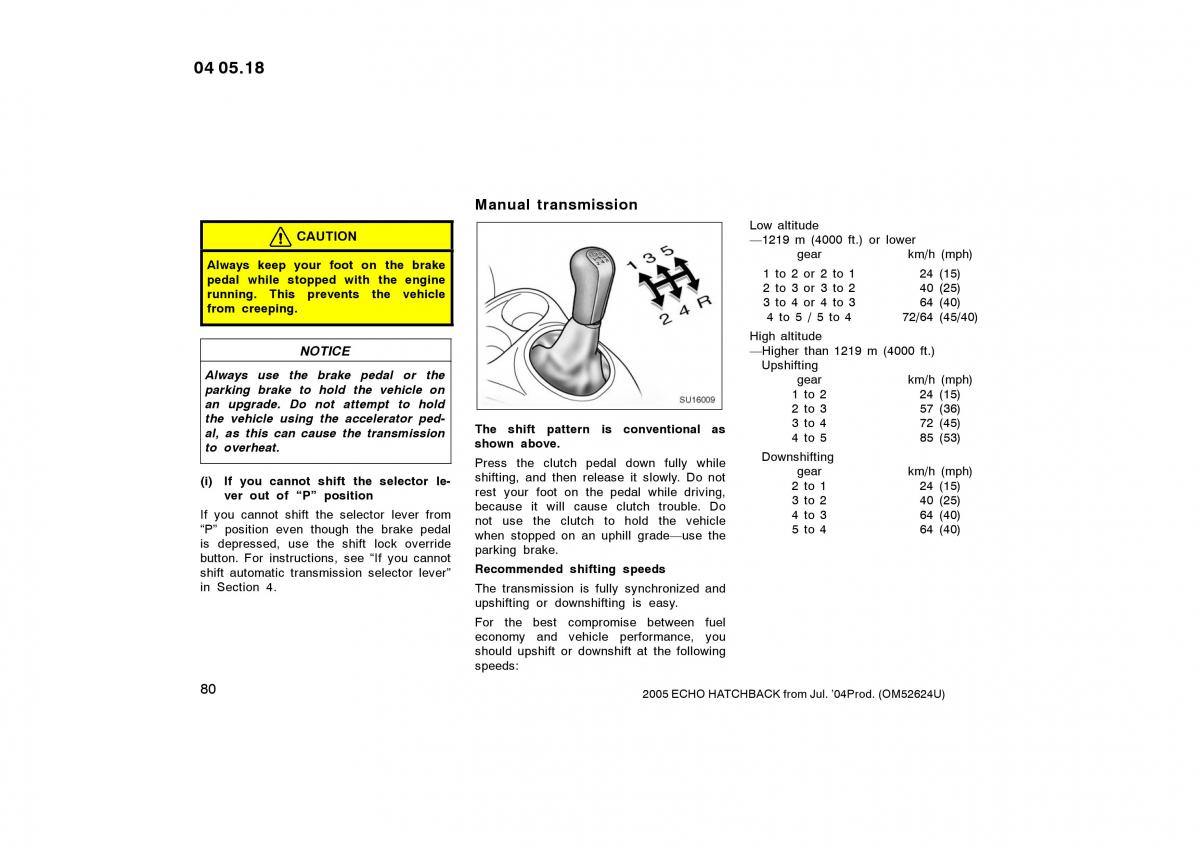 Toyota Yaris I owners manual / page 80