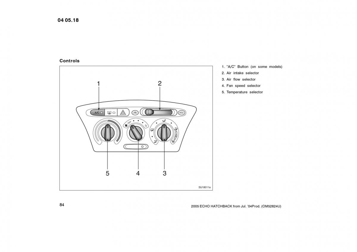 Toyota Yaris I owners manual / page 84