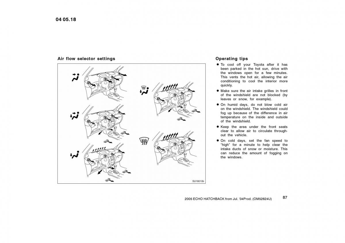 Toyota Yaris I owners manual / page 87