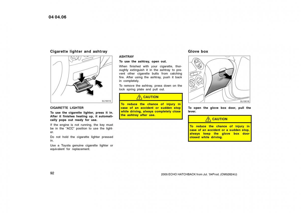 Toyota Yaris I owners manual / page 92