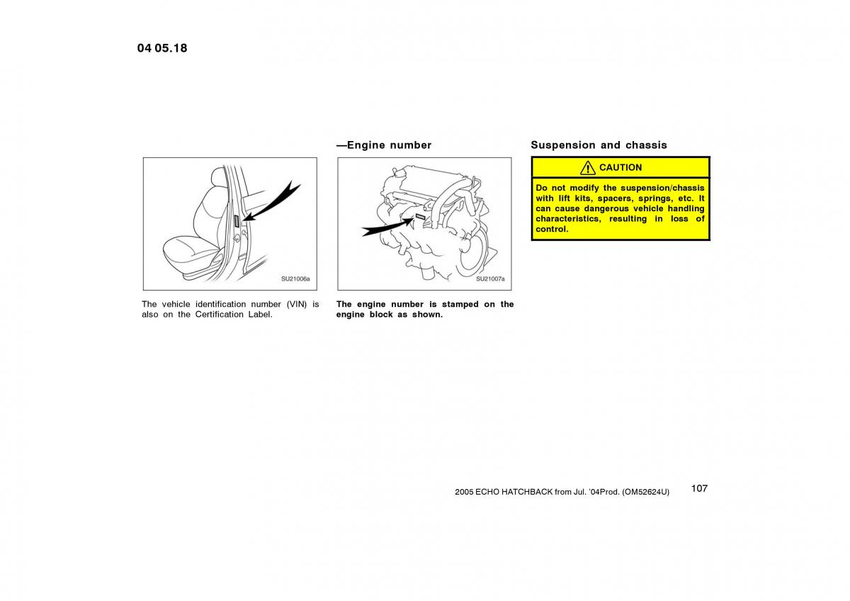 Toyota Yaris I owners manual / page 107