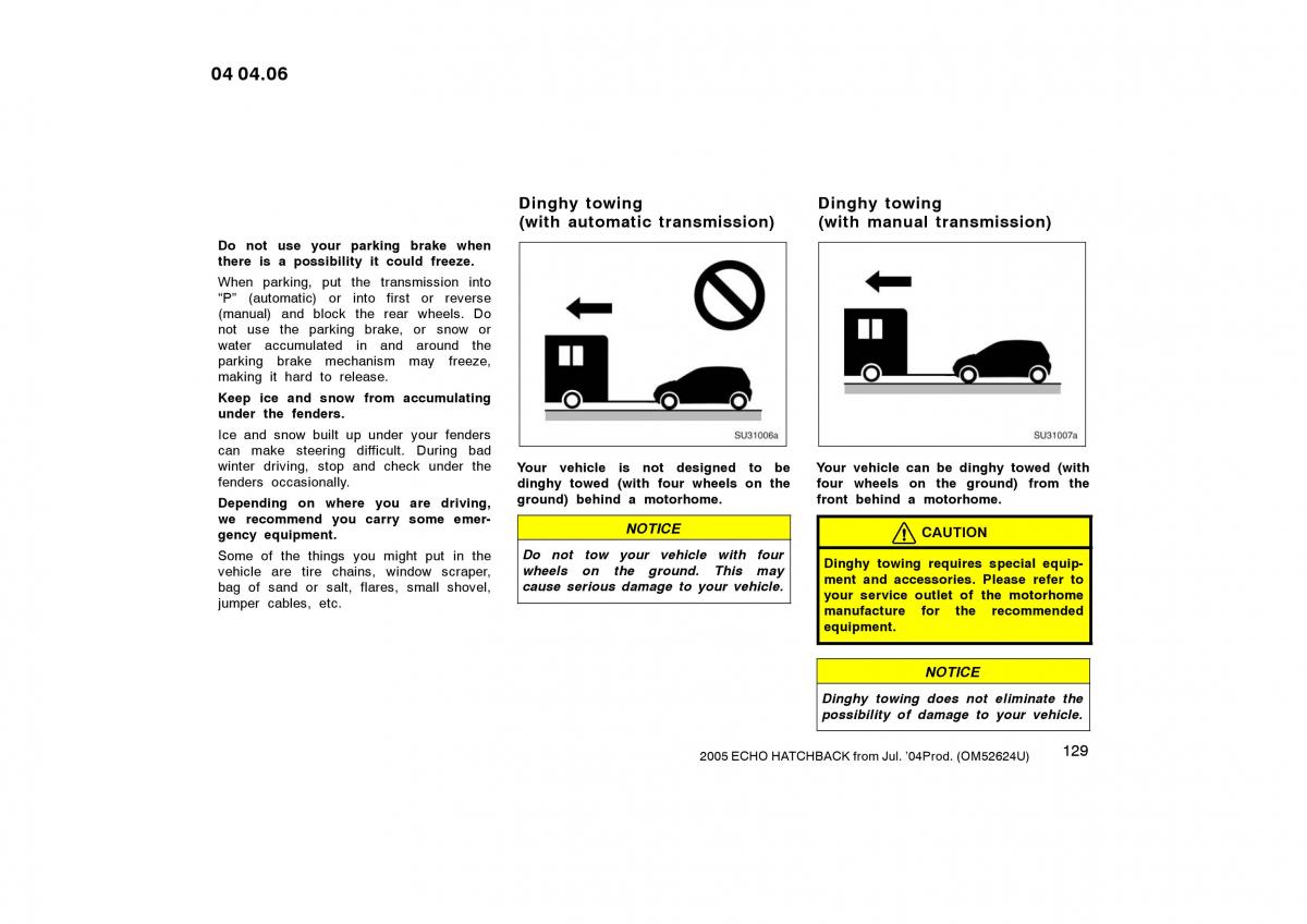 Toyota Yaris I owners manual / page 129