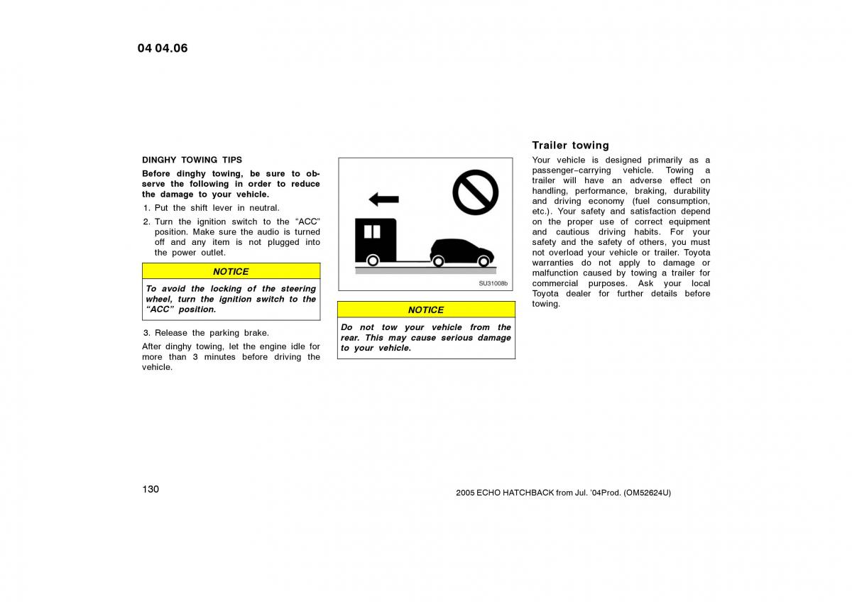 Toyota Yaris I owners manual / page 130