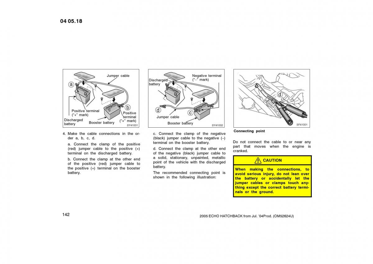 Toyota Yaris I owners manual / page 142