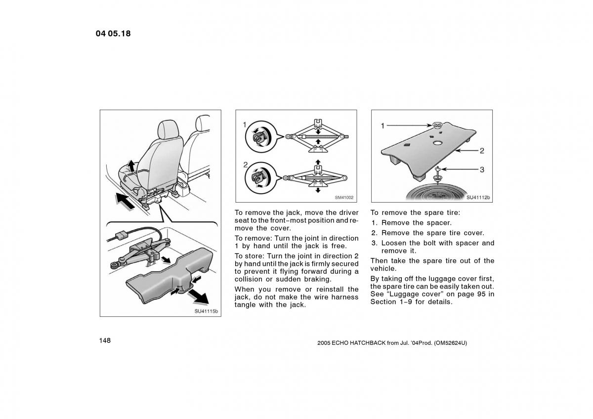 Toyota Yaris I owners manual / page 148