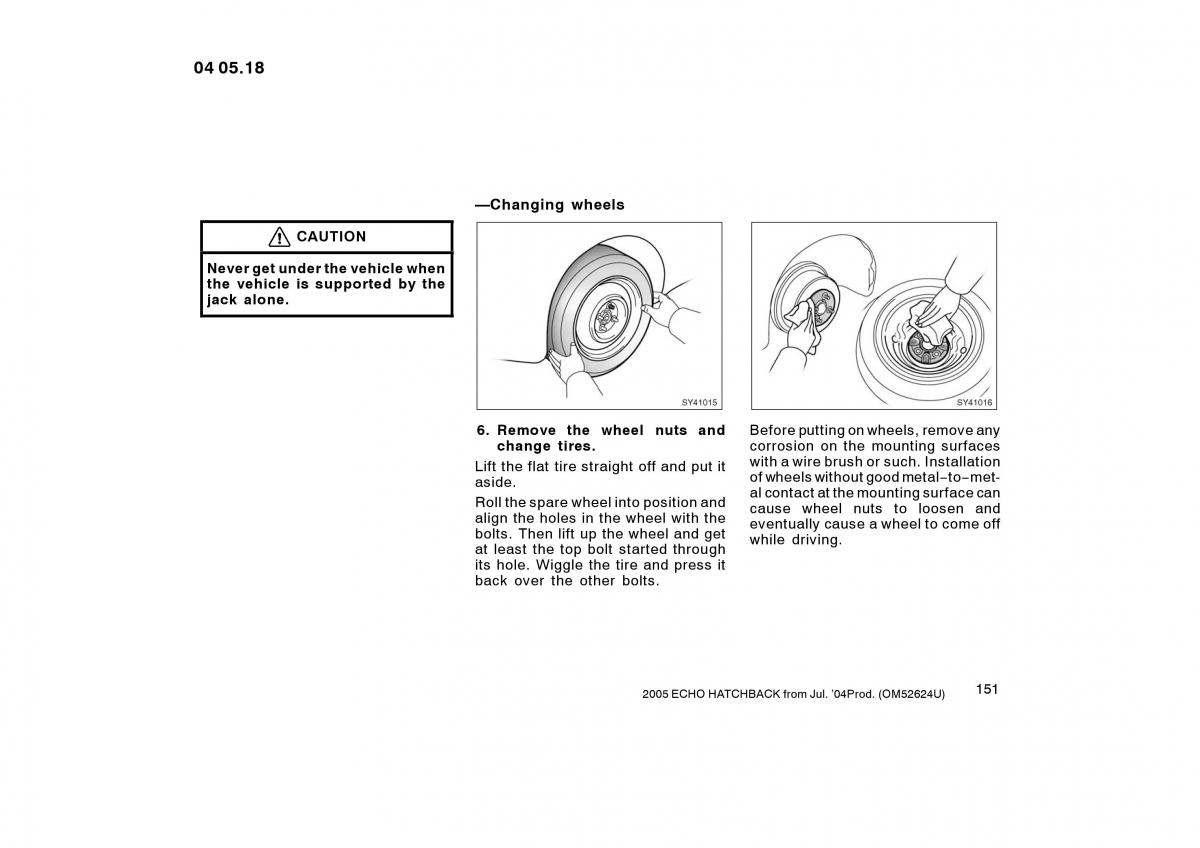 Toyota Yaris I owners manual / page 151