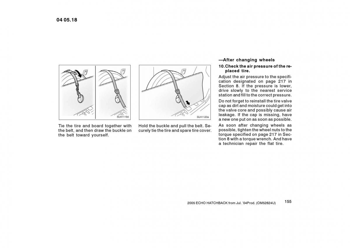 Toyota Yaris I owners manual / page 155