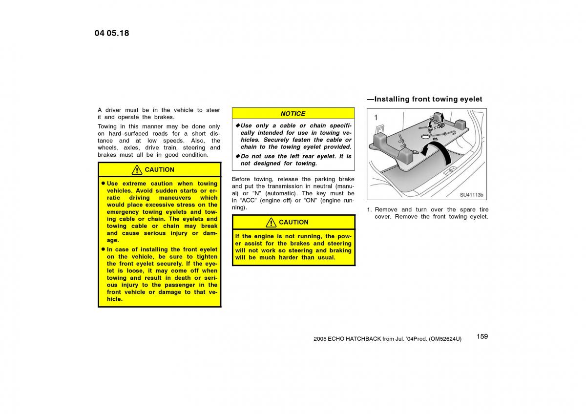 Toyota Yaris I owners manual / page 159