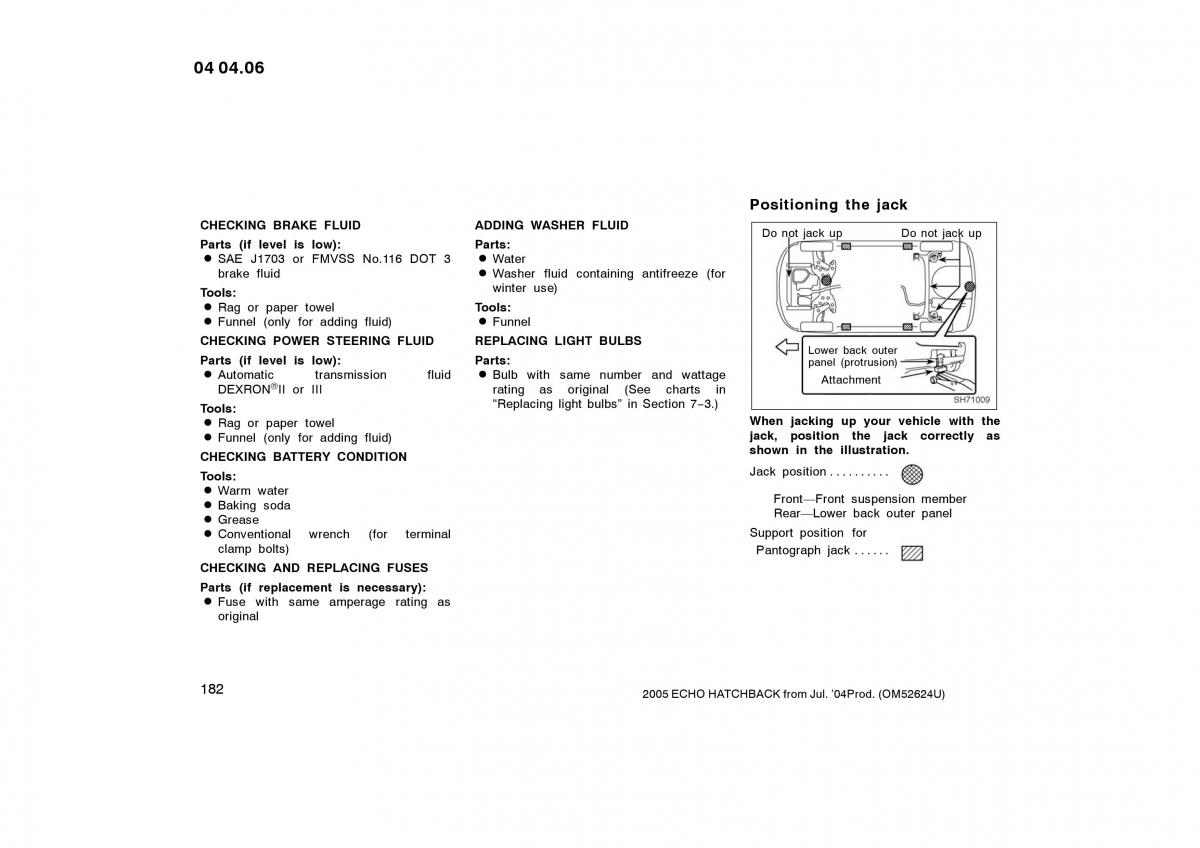 Toyota Yaris I owners manual / page 182