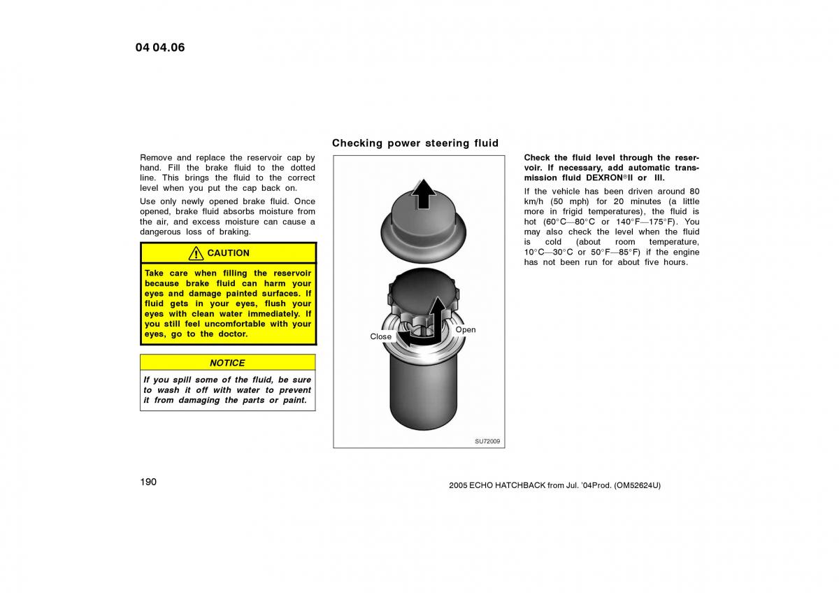 Toyota Yaris I owners manual / page 190