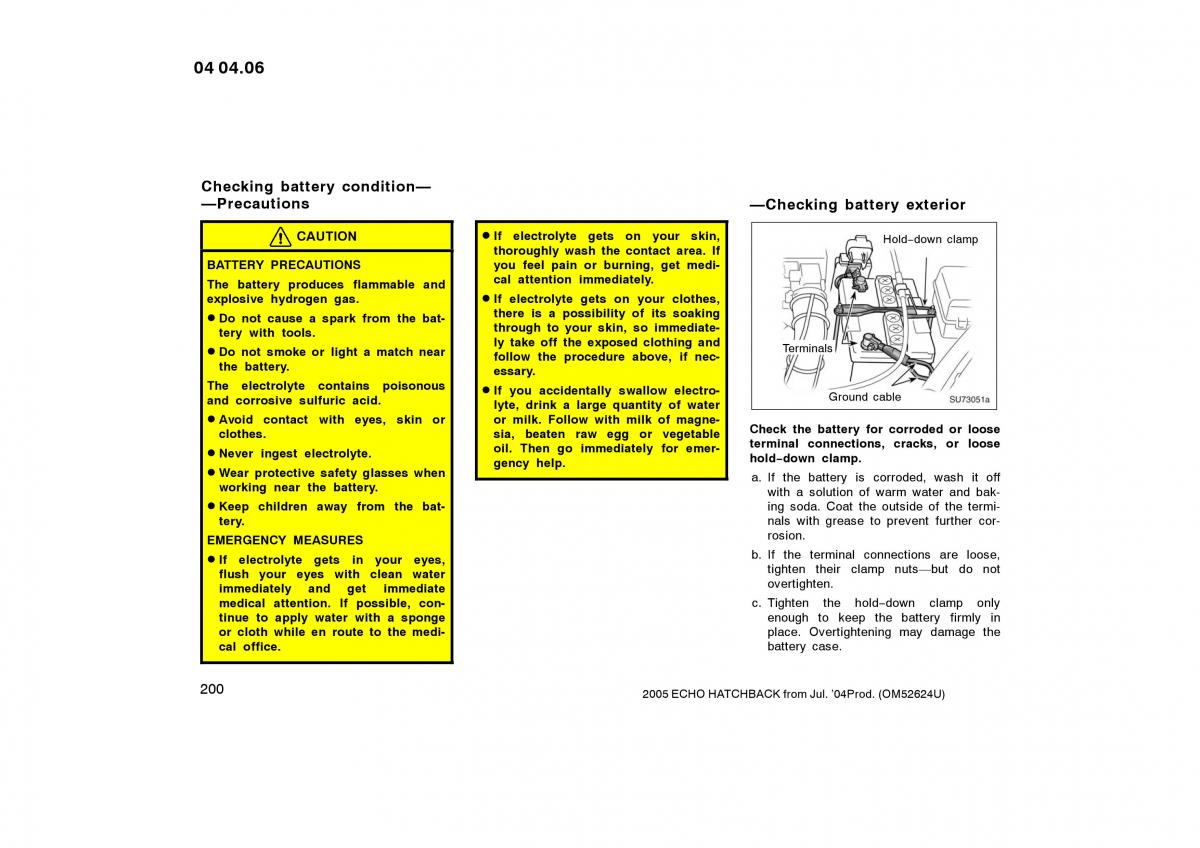 Toyota Yaris I owners manual / page 200