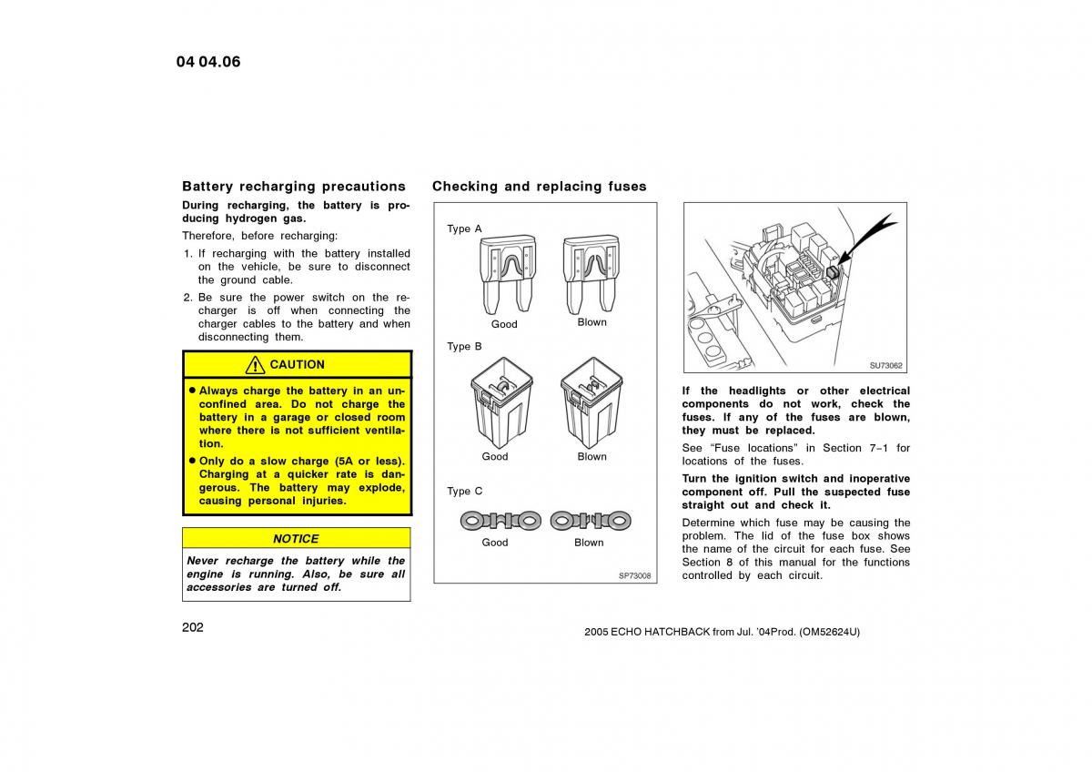 Toyota Yaris I owners manual / page 202