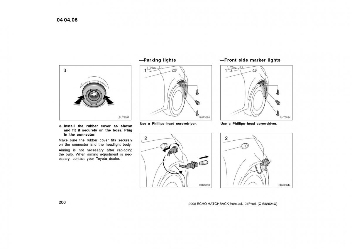 Toyota Yaris I owners manual / page 206