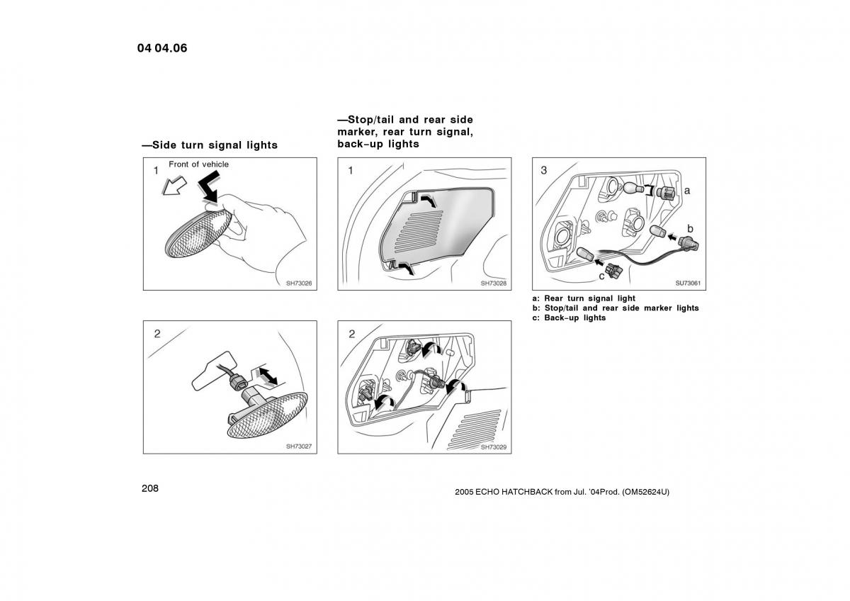 Toyota Yaris I owners manual / page 208