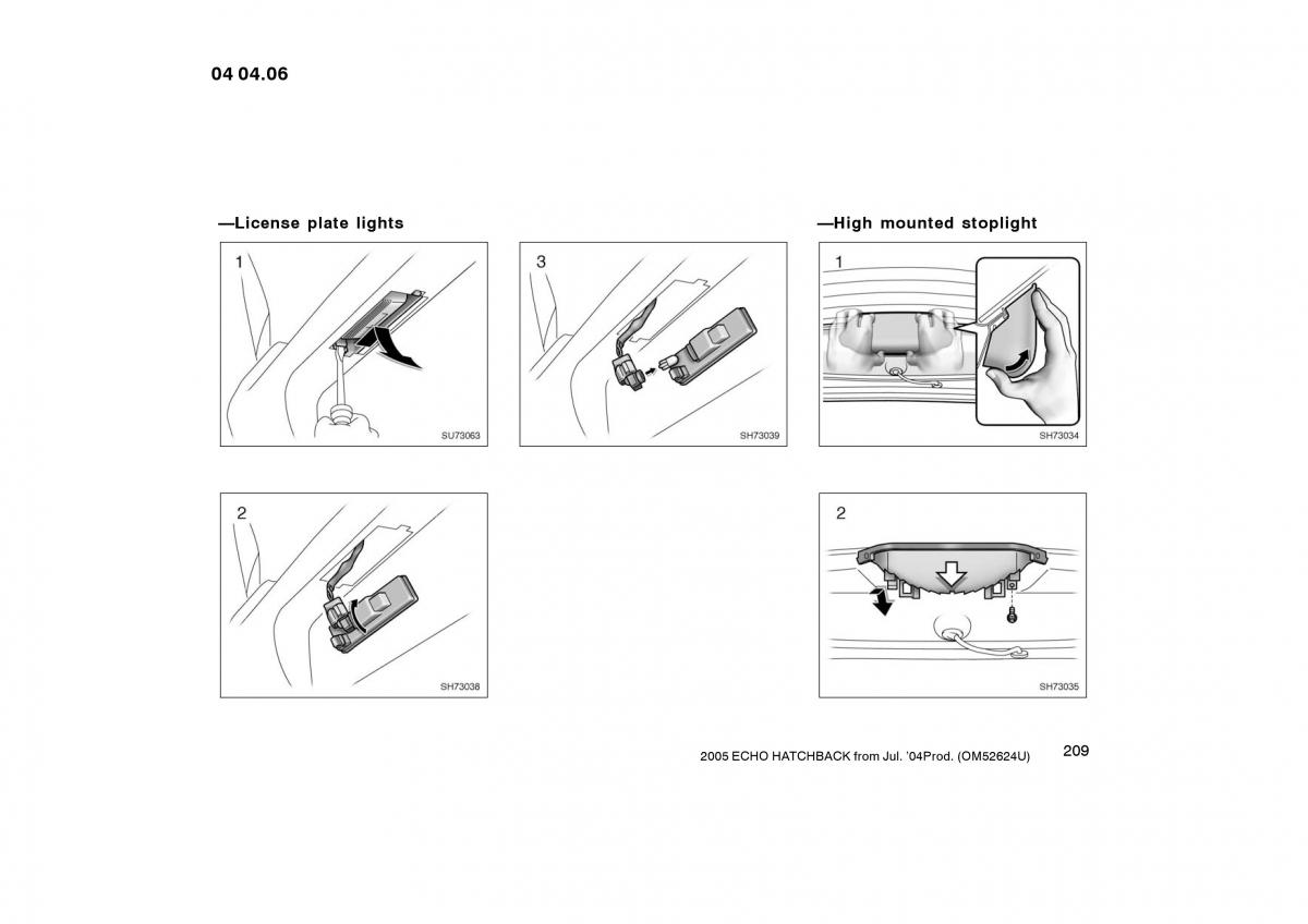 Toyota Yaris I owners manual / page 209