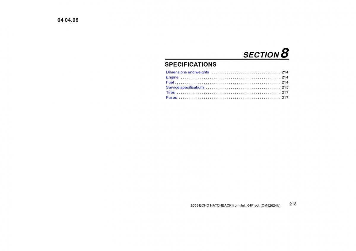 Toyota Yaris I owners manual / page 212