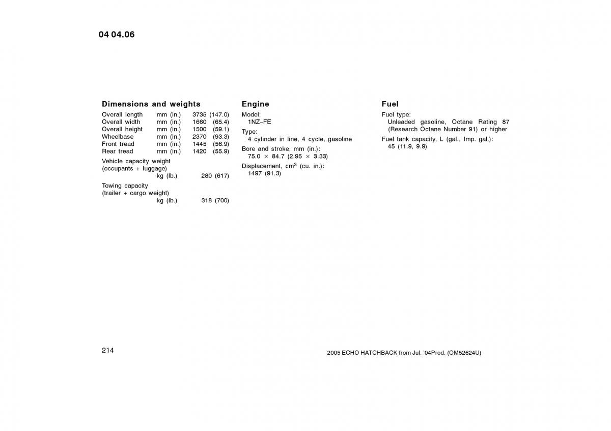 Toyota Yaris I owners manual / page 213