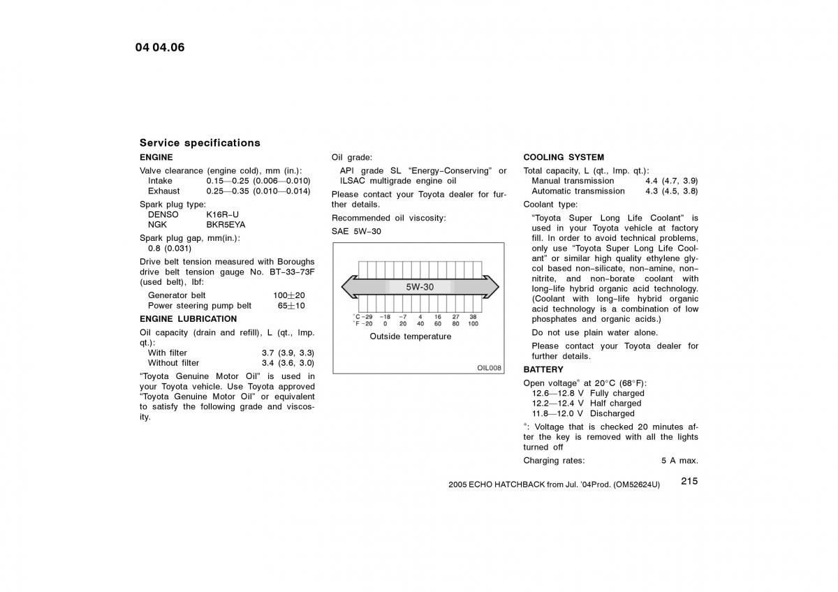 Toyota Yaris I owners manual / page 214