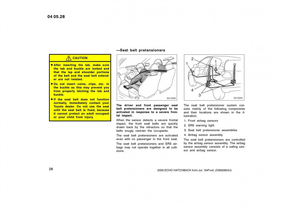 Toyota Yaris I owners manual / page 26