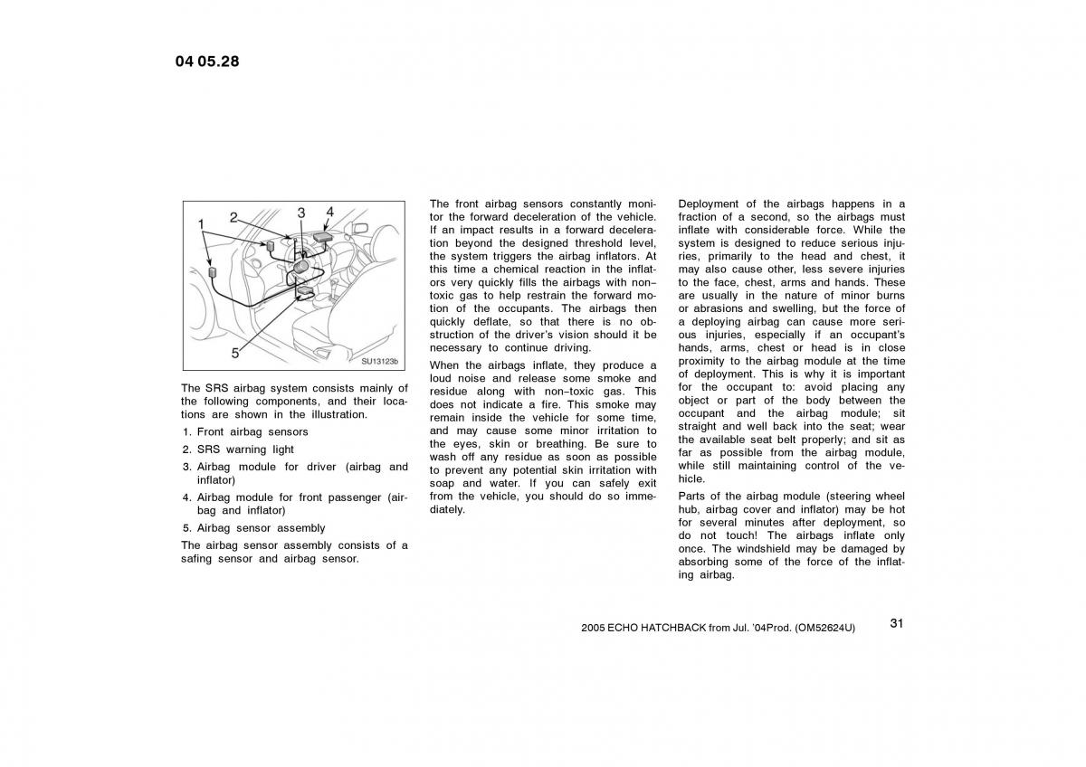 Toyota Yaris I owners manual / page 31