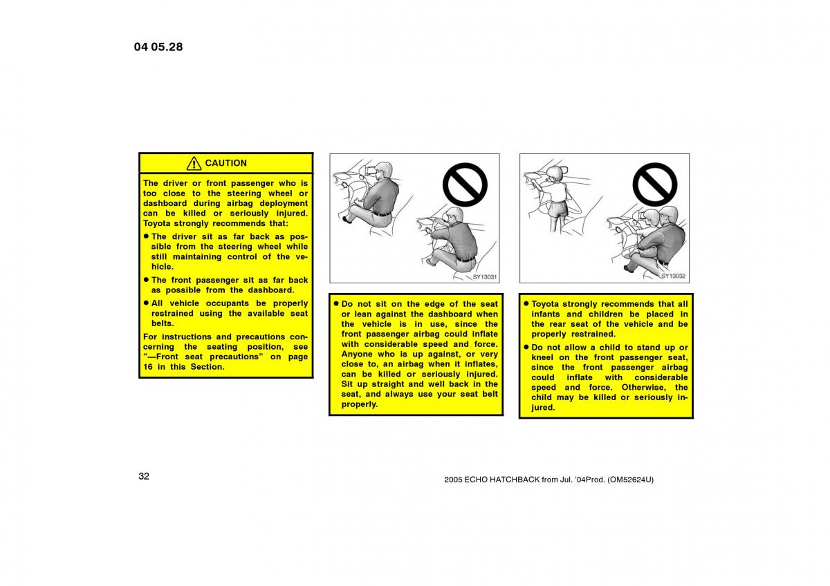 Toyota Yaris I owners manual / page 32