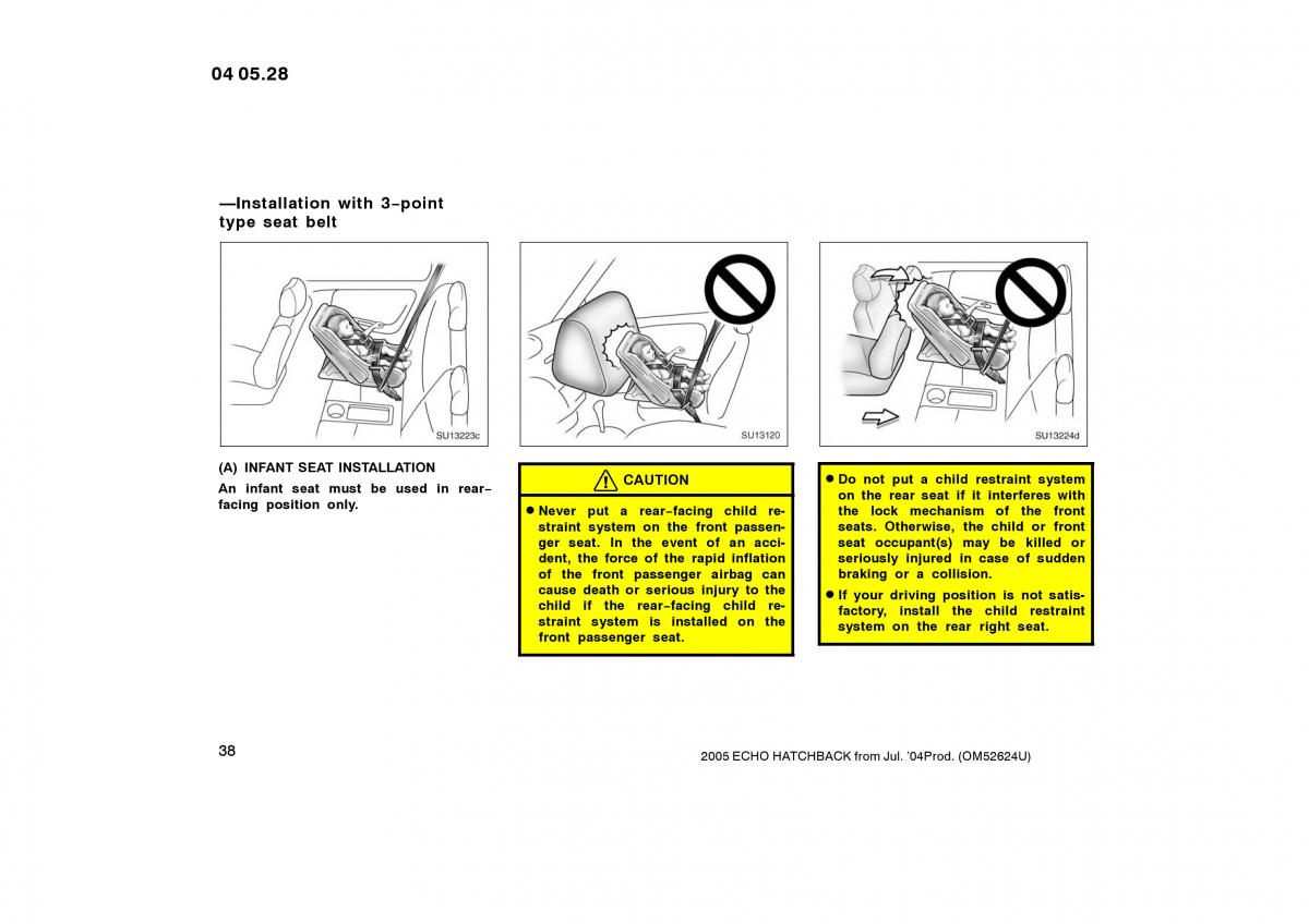 Toyota Yaris I owners manual / page 38