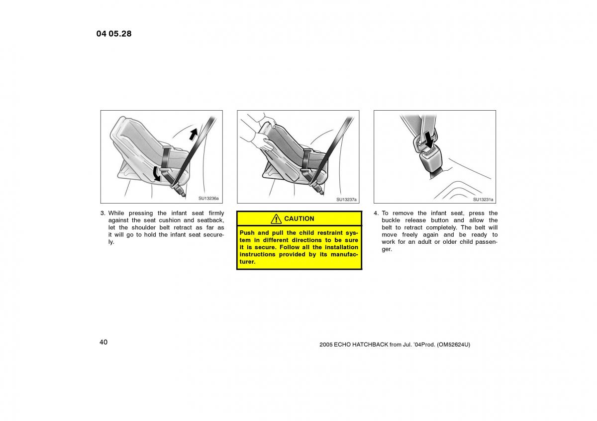 Toyota Yaris I owners manual / page 40