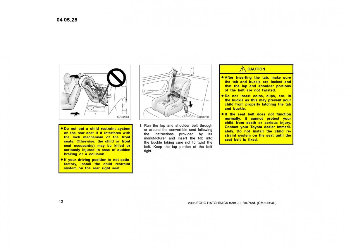 Toyota Yaris I owners manual / page 42