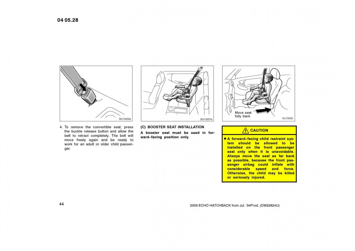 Toyota Yaris I owners manual / page 44