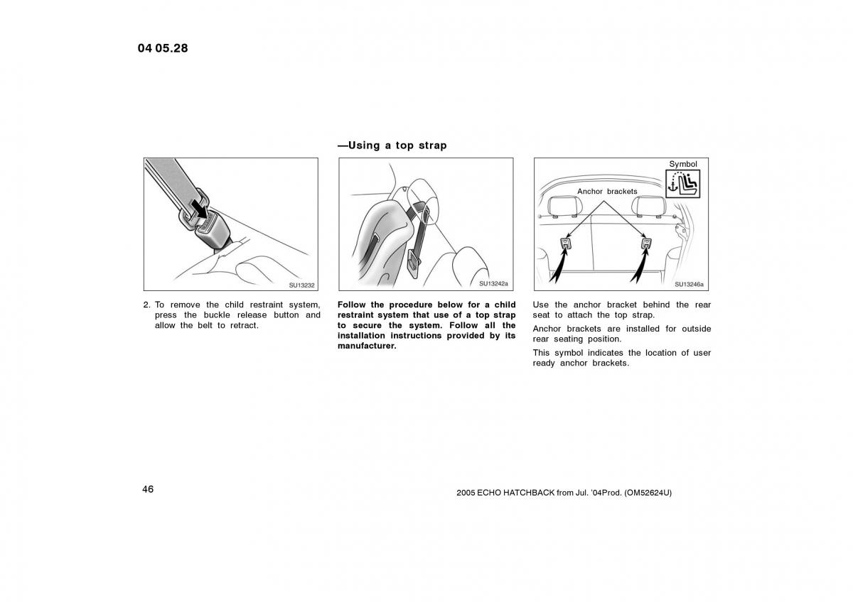 Toyota Yaris I owners manual / page 46