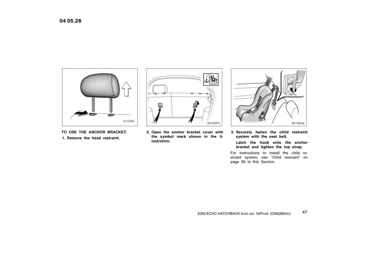 Toyota Yaris I owners manual / page 47