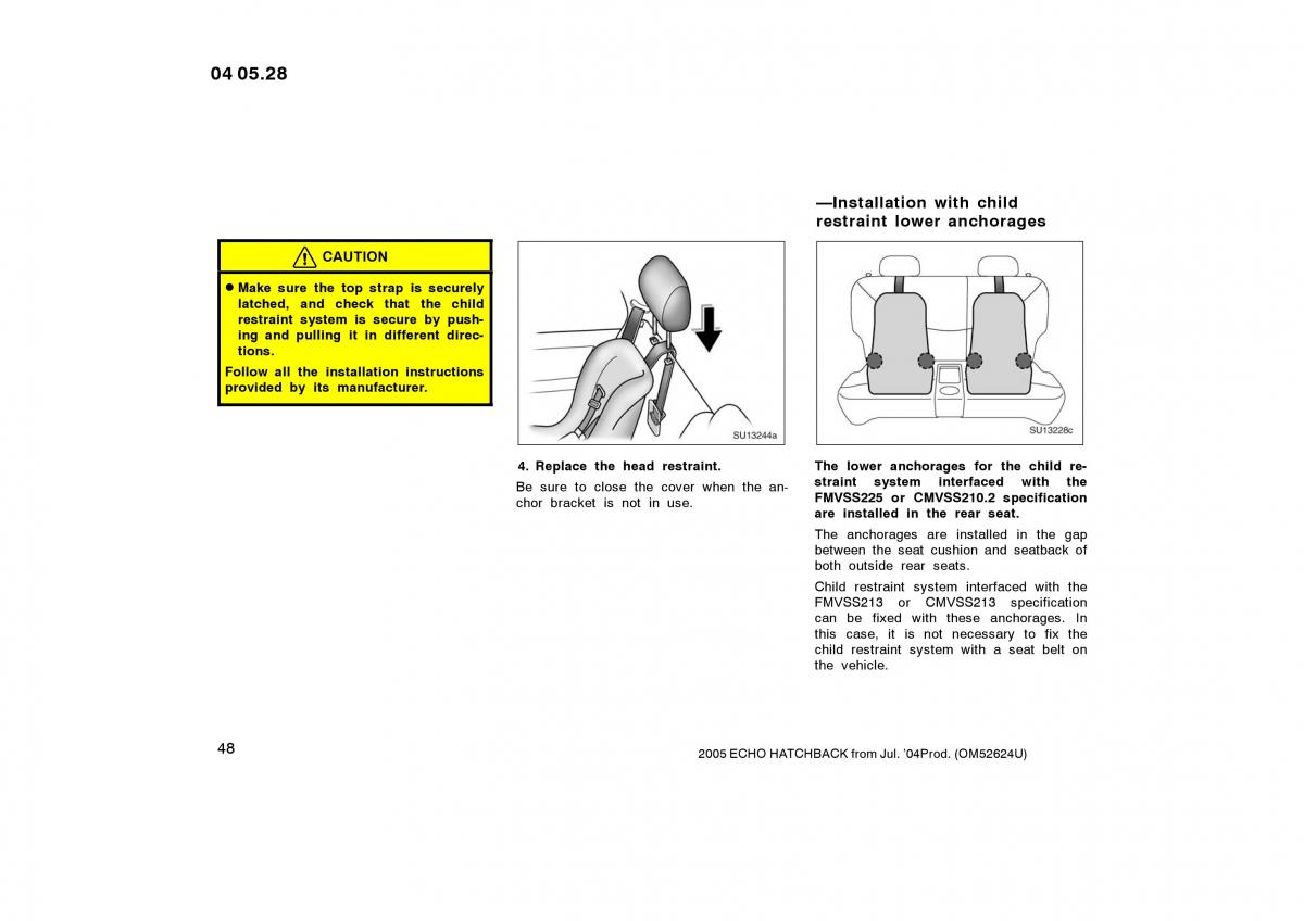 Toyota Yaris I owners manual / page 48