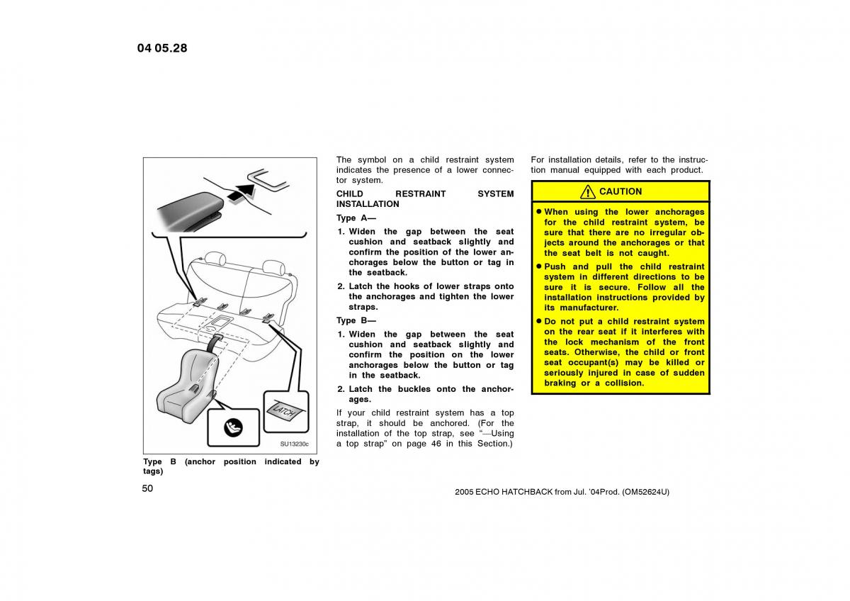 Toyota Yaris I owners manual / page 50