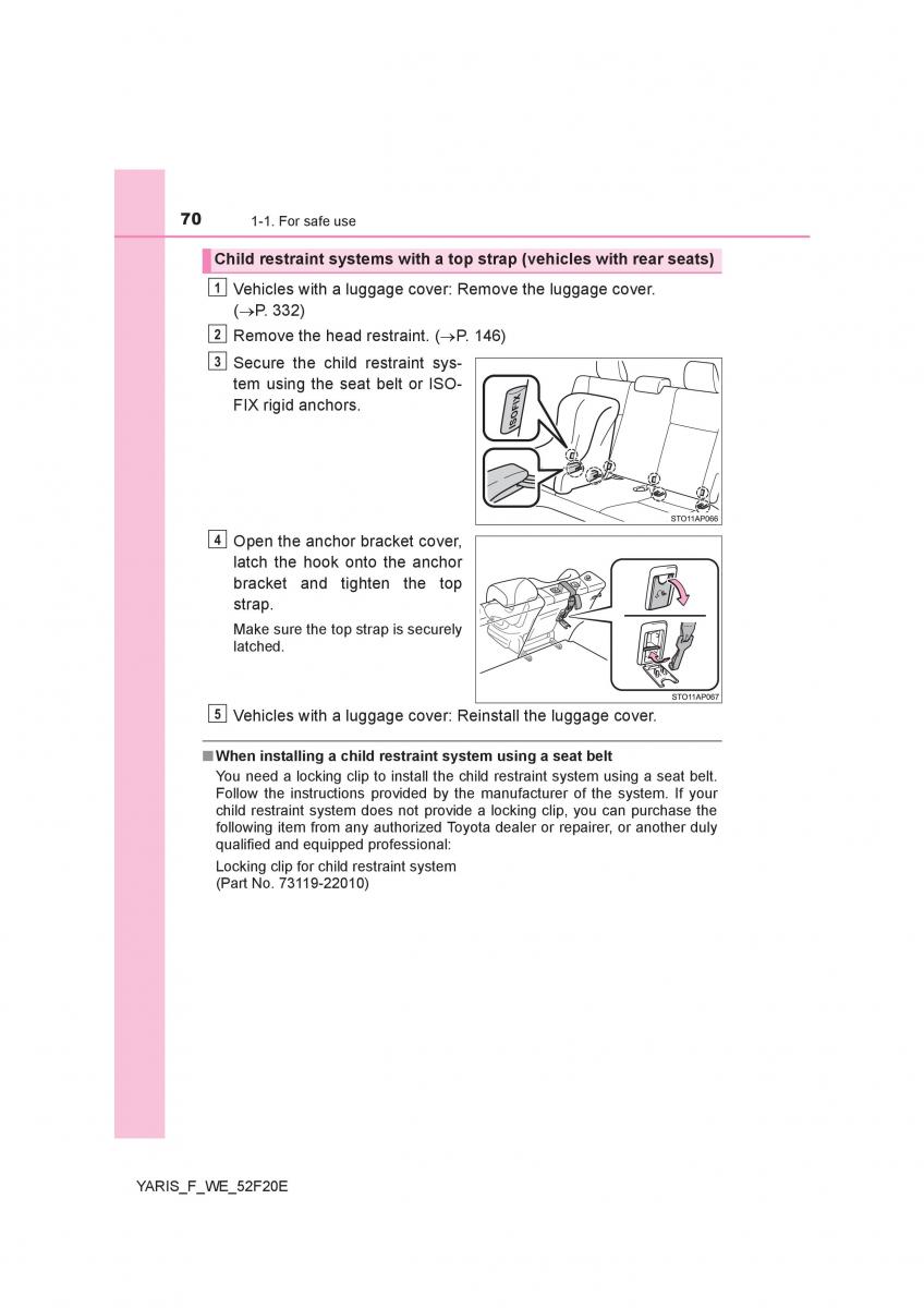 Toyota Yaris III 3 owners manual / page 70