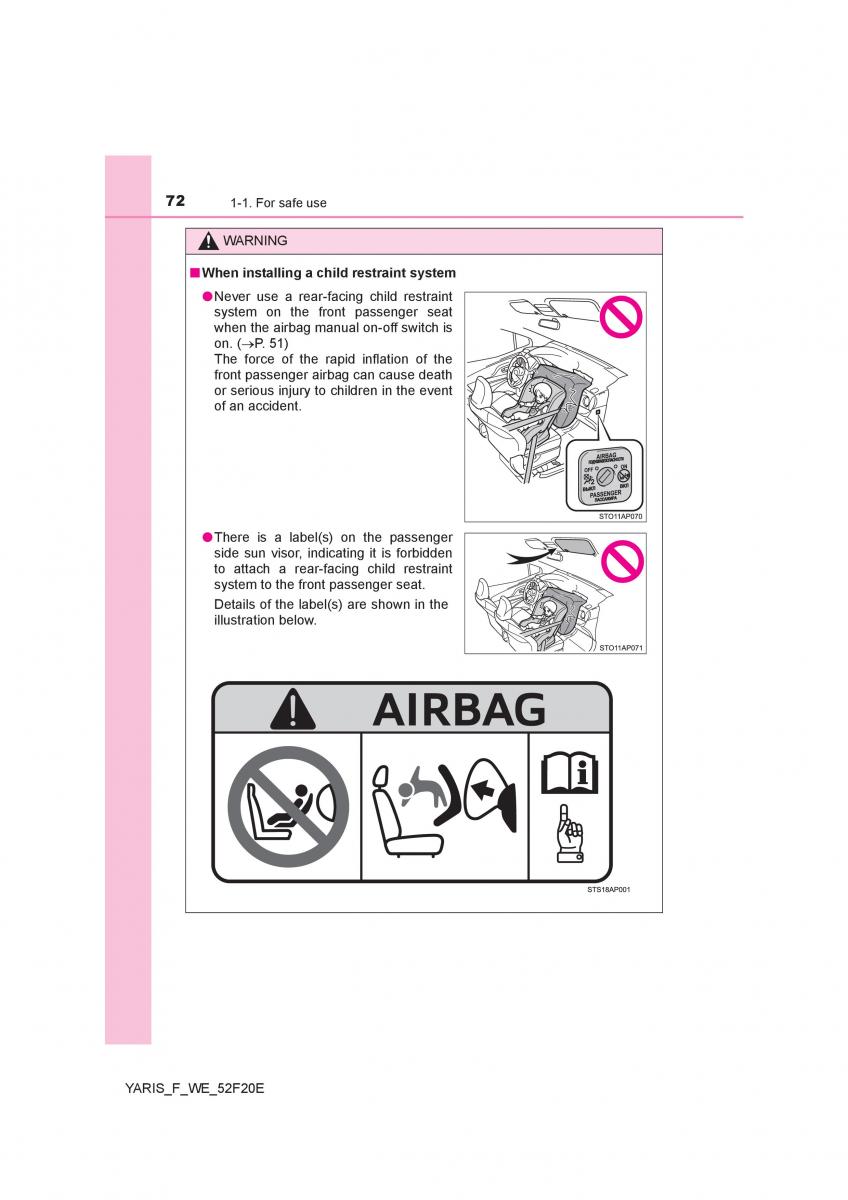 Toyota Yaris III 3 owners manual / page 72