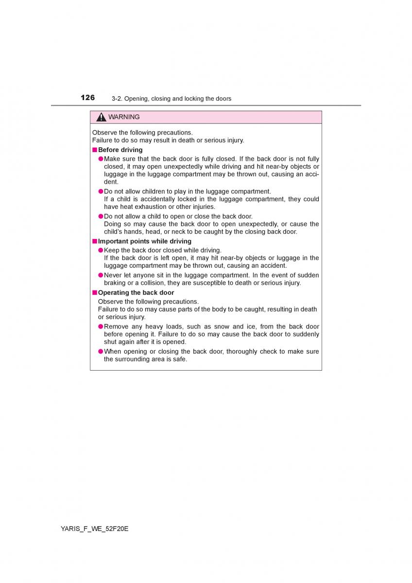 Toyota Yaris III 3 owners manual / page 126