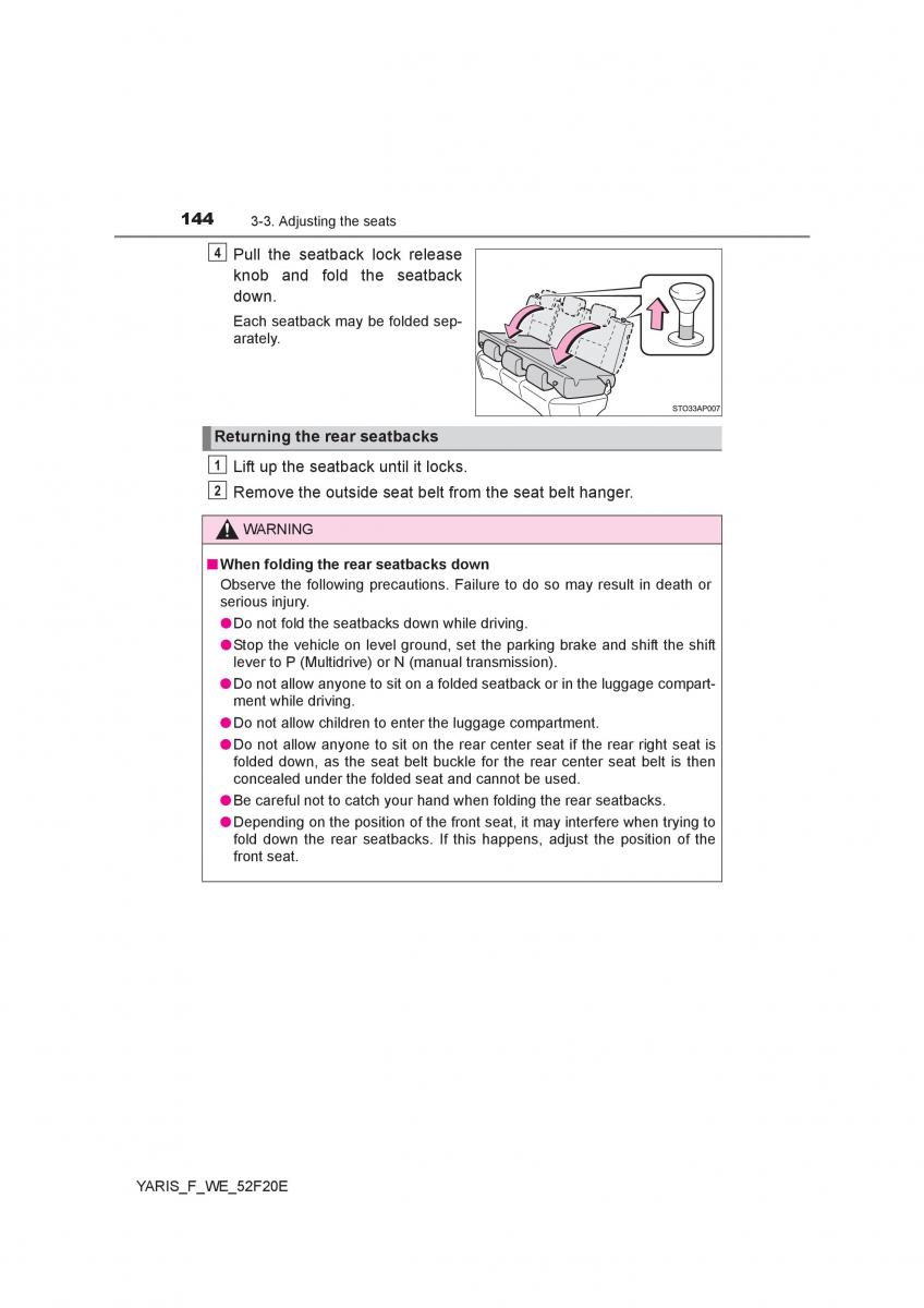 Toyota Yaris III 3 owners manual / page 144