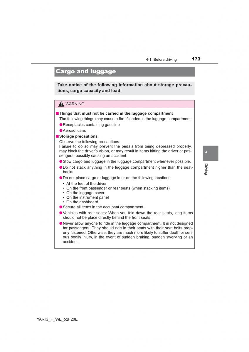 Toyota Yaris III 3 owners manual / page 173