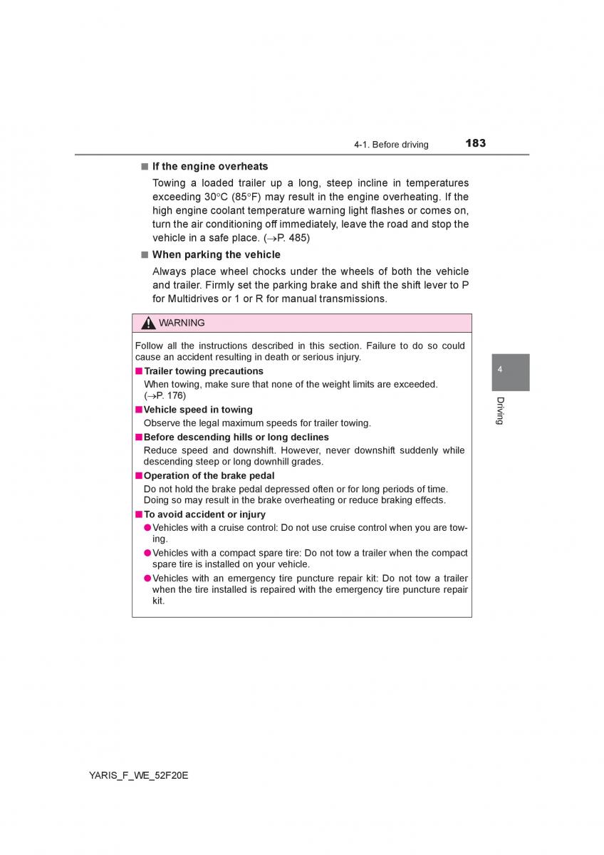 Toyota Yaris III 3 owners manual / page 183