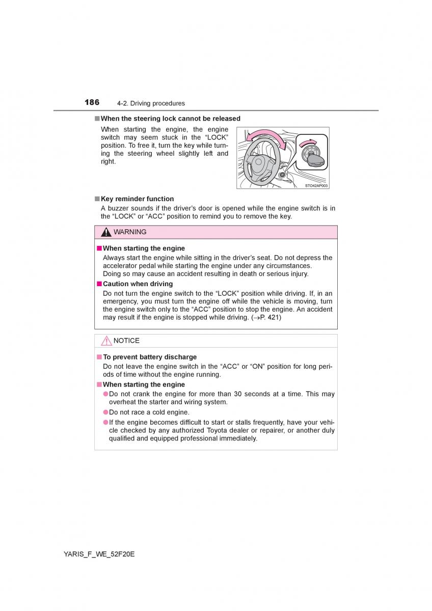 Toyota Yaris III 3 owners manual / page 186