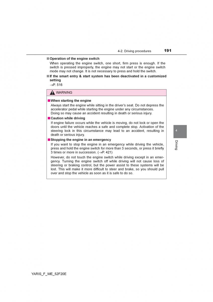 Toyota Yaris III 3 owners manual / page 191