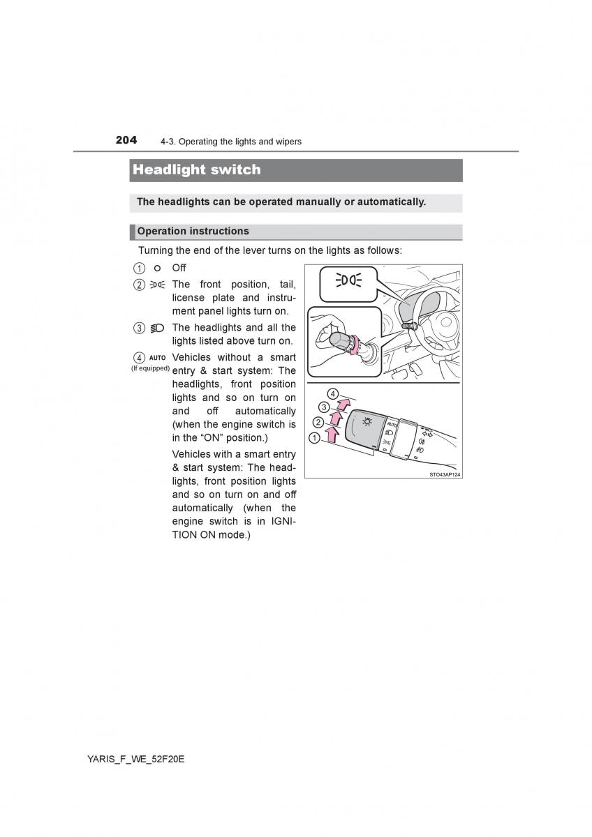 Toyota Yaris III 3 owners manual / page 204