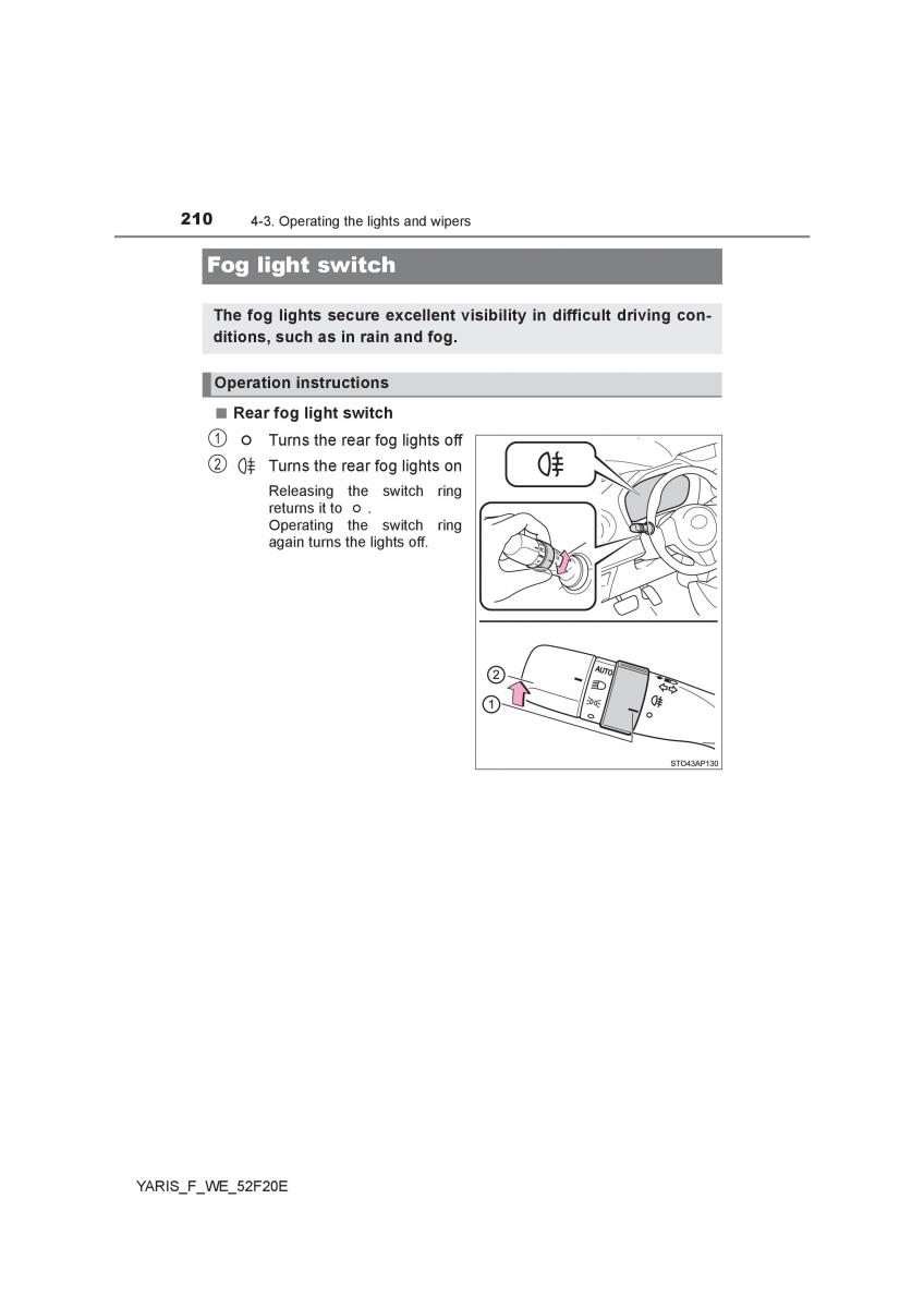 Toyota Yaris III 3 owners manual / page 210