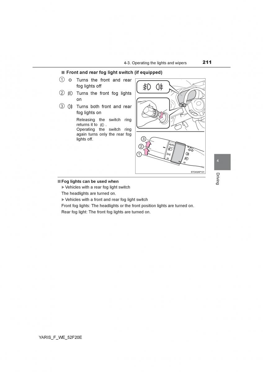 Toyota Yaris III 3 owners manual / page 211