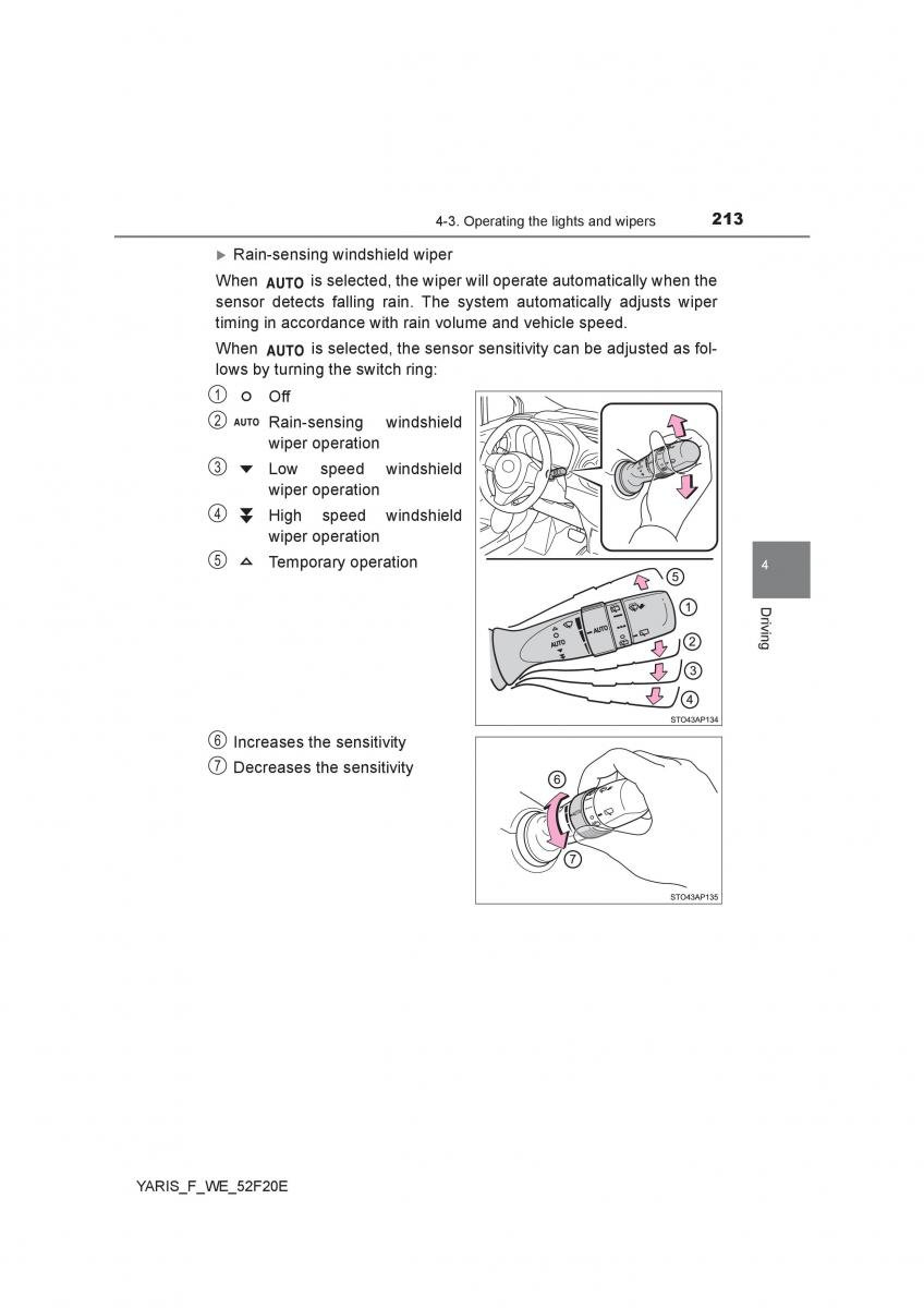 Toyota Yaris III 3 owners manual / page 213